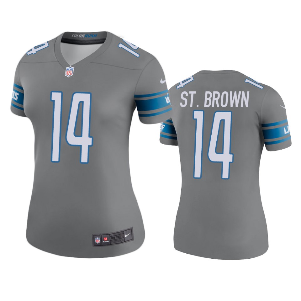 women amon ra st. brown lions steel color rush legend jersey