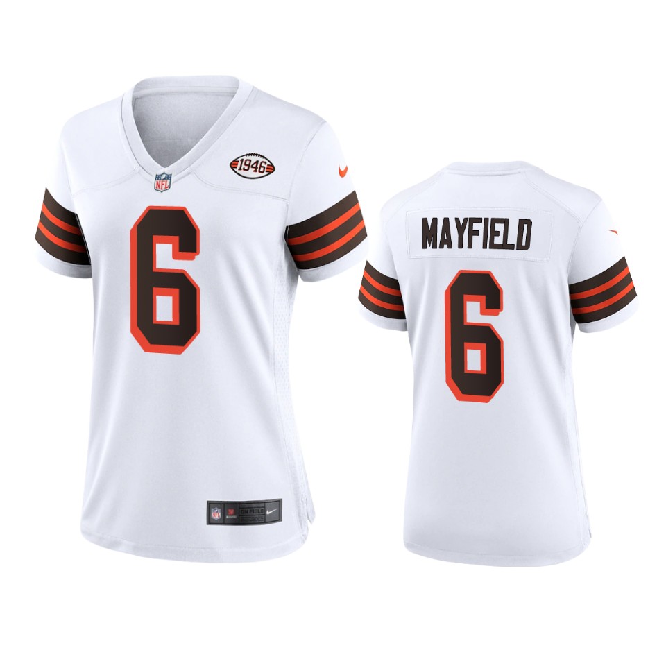 women baker mayfield browns white 1946 collection jersey