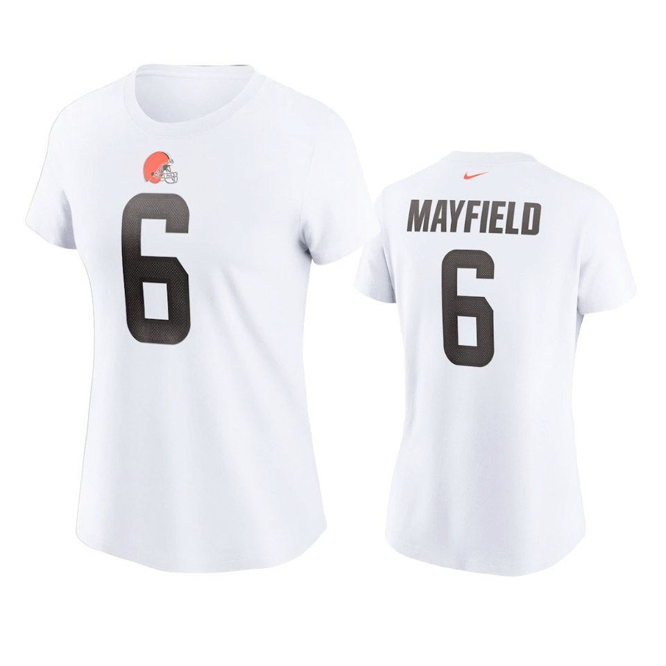 women baker mayfield browns white t shirt