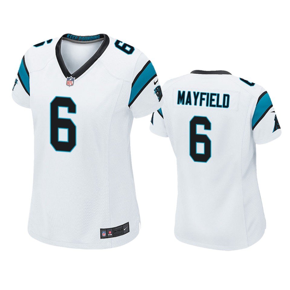 women baker mayfield panthers game white jersey