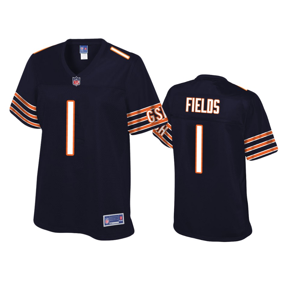 women bears justin fields navy pro line jersey