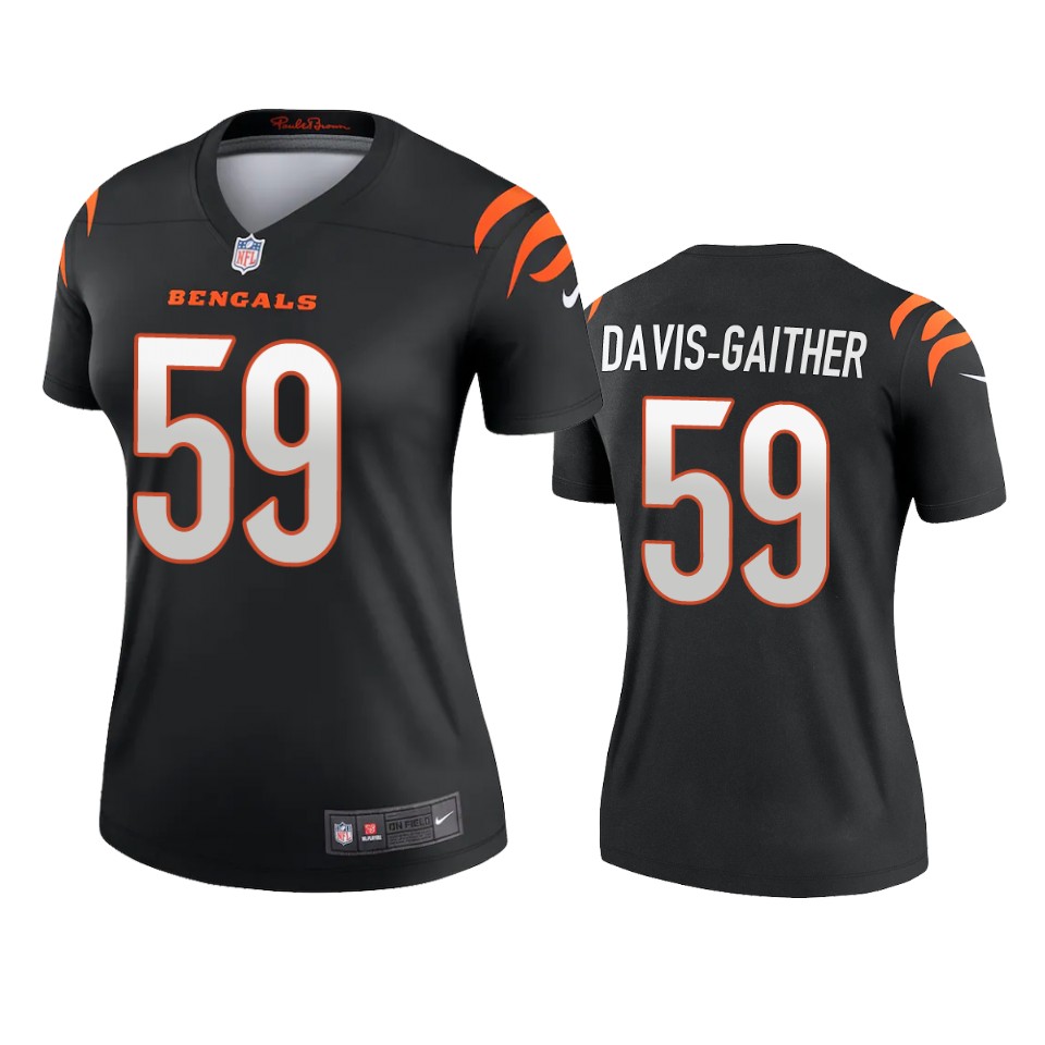 women bengals akeem davis gaither black 2021 legend jersey