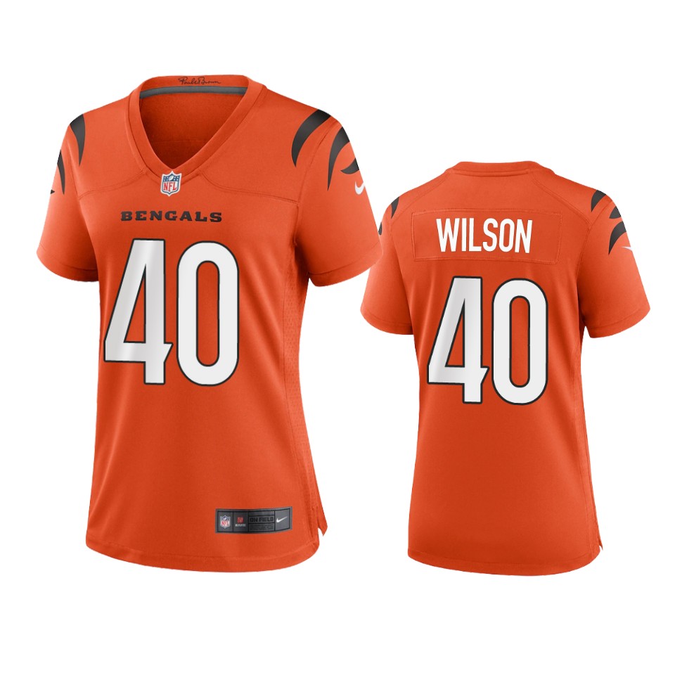 women bengals brandon wilson orange 2021 game jersey
