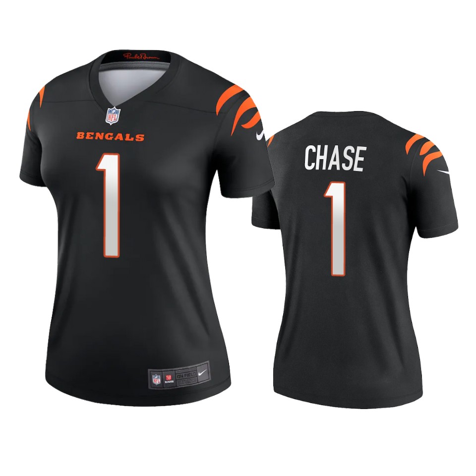 women bengals ja'marr chase black legend jersey