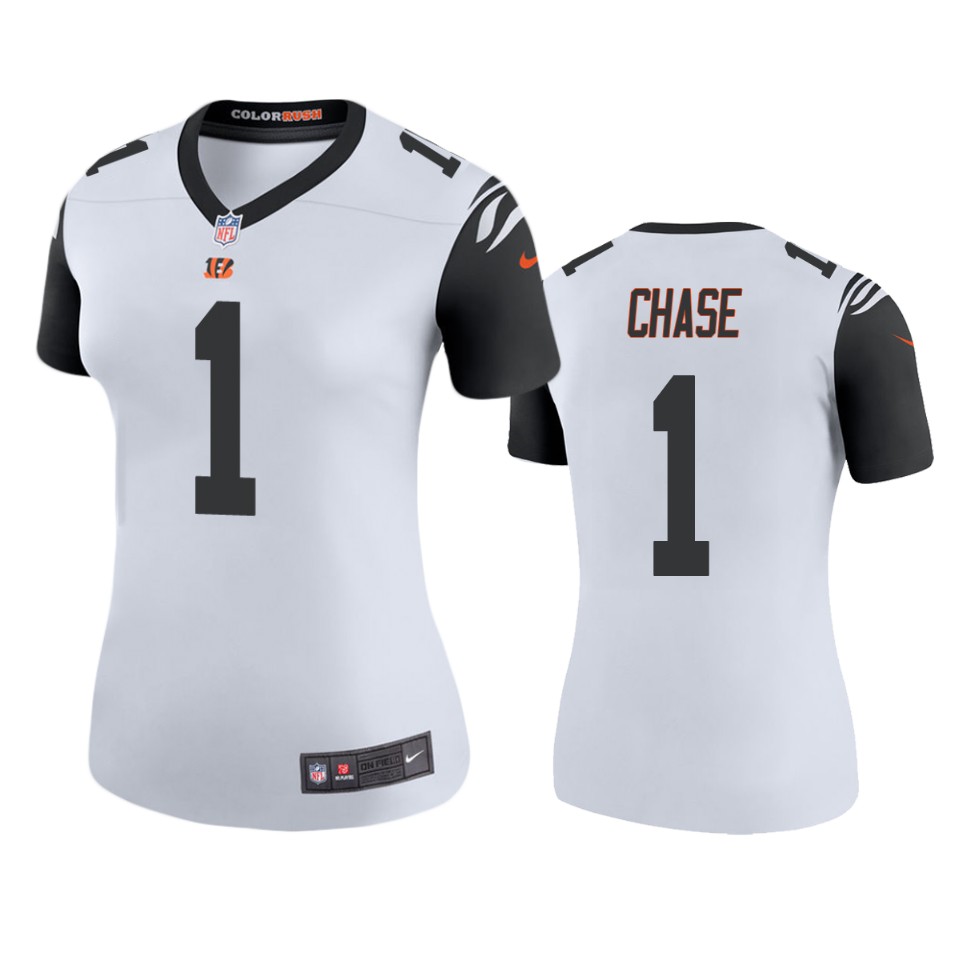 women bengals ja'marr chase white color rush legend jersey