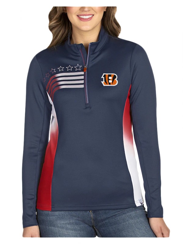 women bengals navy liberty quarter zip pullover jacket