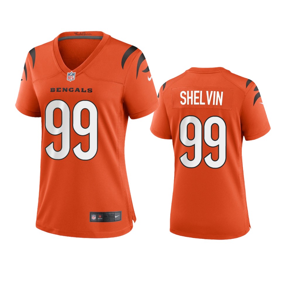women bengals tyler shelvin orange game jersey