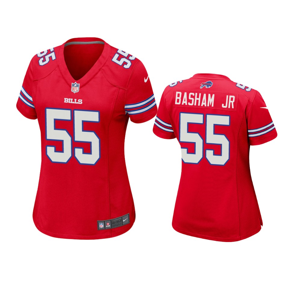 women bills carlos basham jr. game red jersey