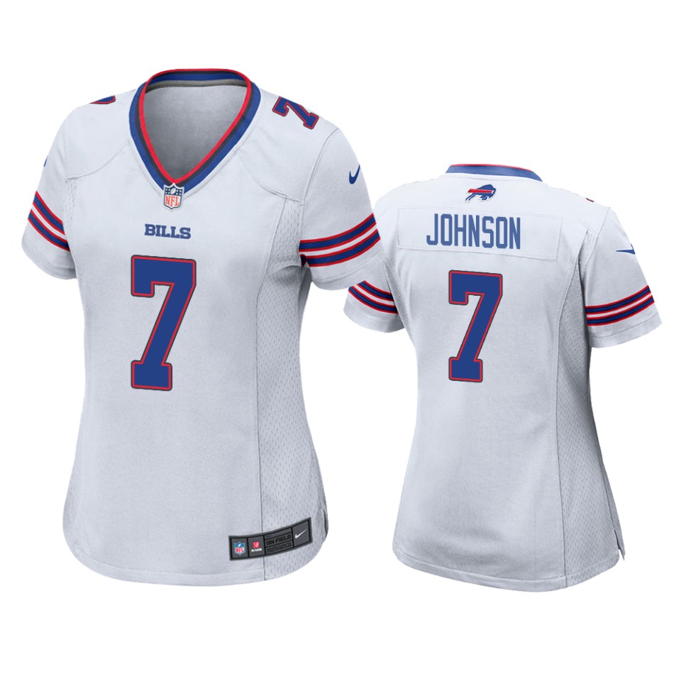 women bills taron johnson game white jersey
