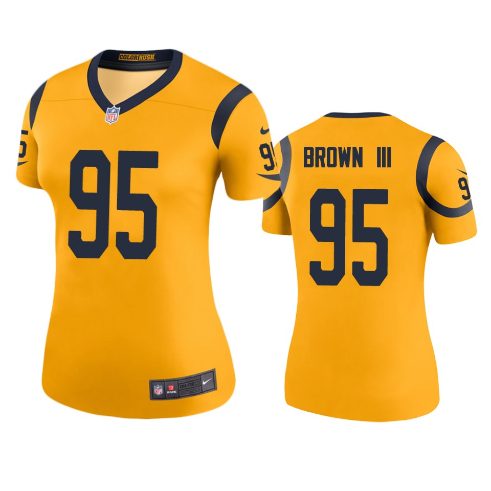 women bobby brown iii rams gold color rush legend jersey