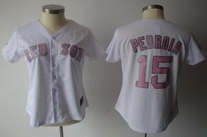 women boston red sox 15 dustin pedroia white jersey