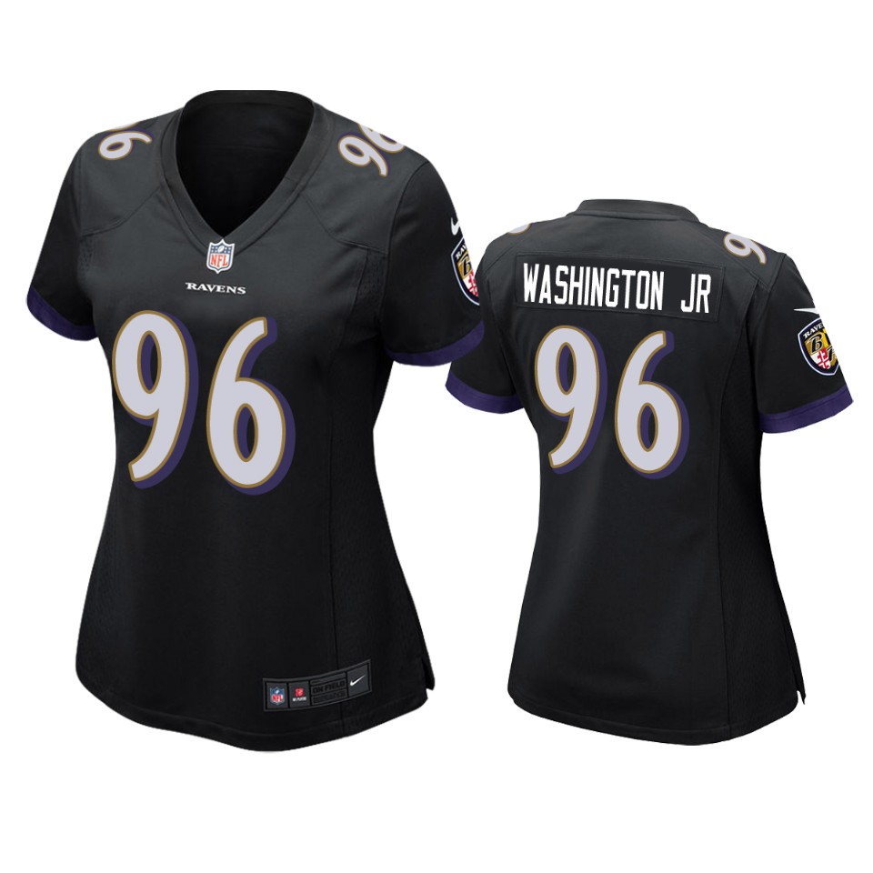 women broderick washington jr. ravens black game jersey