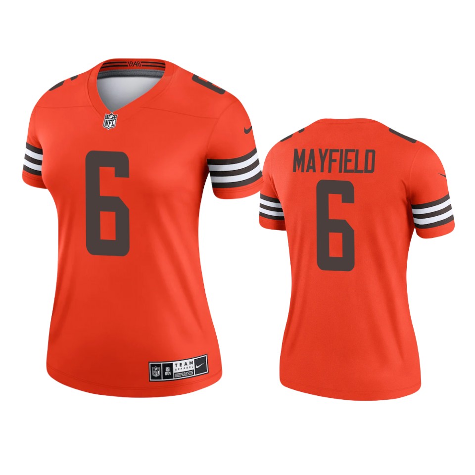 women browns baker mayfield orange inverted legend jersey