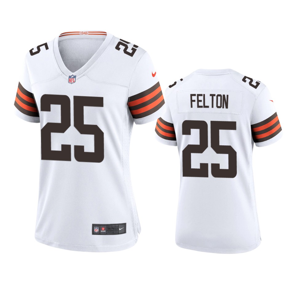 women browns demetric felton white game jersey