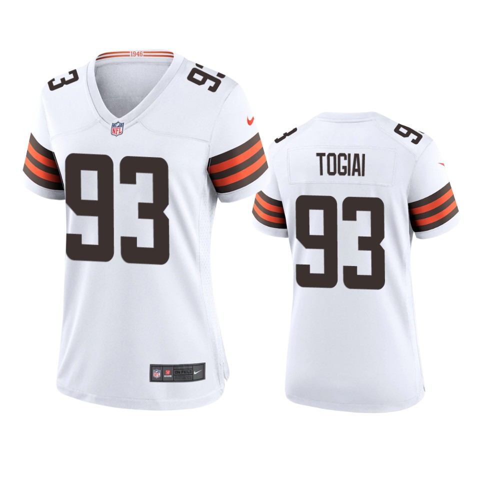 women browns tommy togiai white game jersey