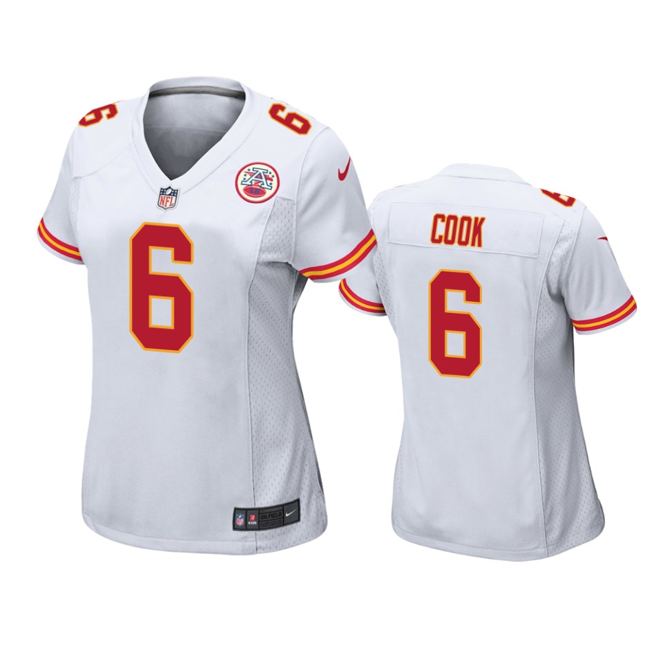 women bryan cook chiefs game white jersey