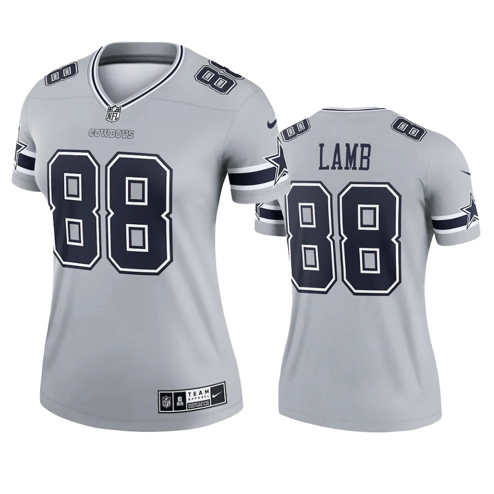 women ceedee lamb cowboys gray inverted legend jersey