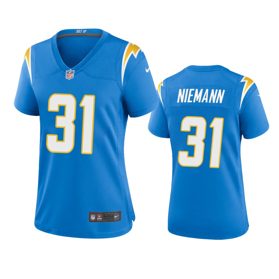 women chargers nick niemann powder blue game jersey
