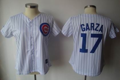 women chicago cubs 17 matt garza white blue strip