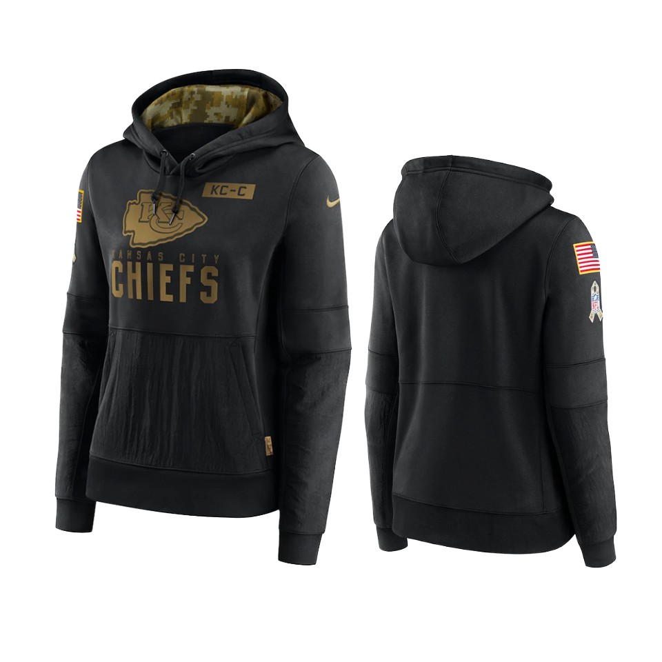 women chiefs black 2020 salute to service pullover hoodie