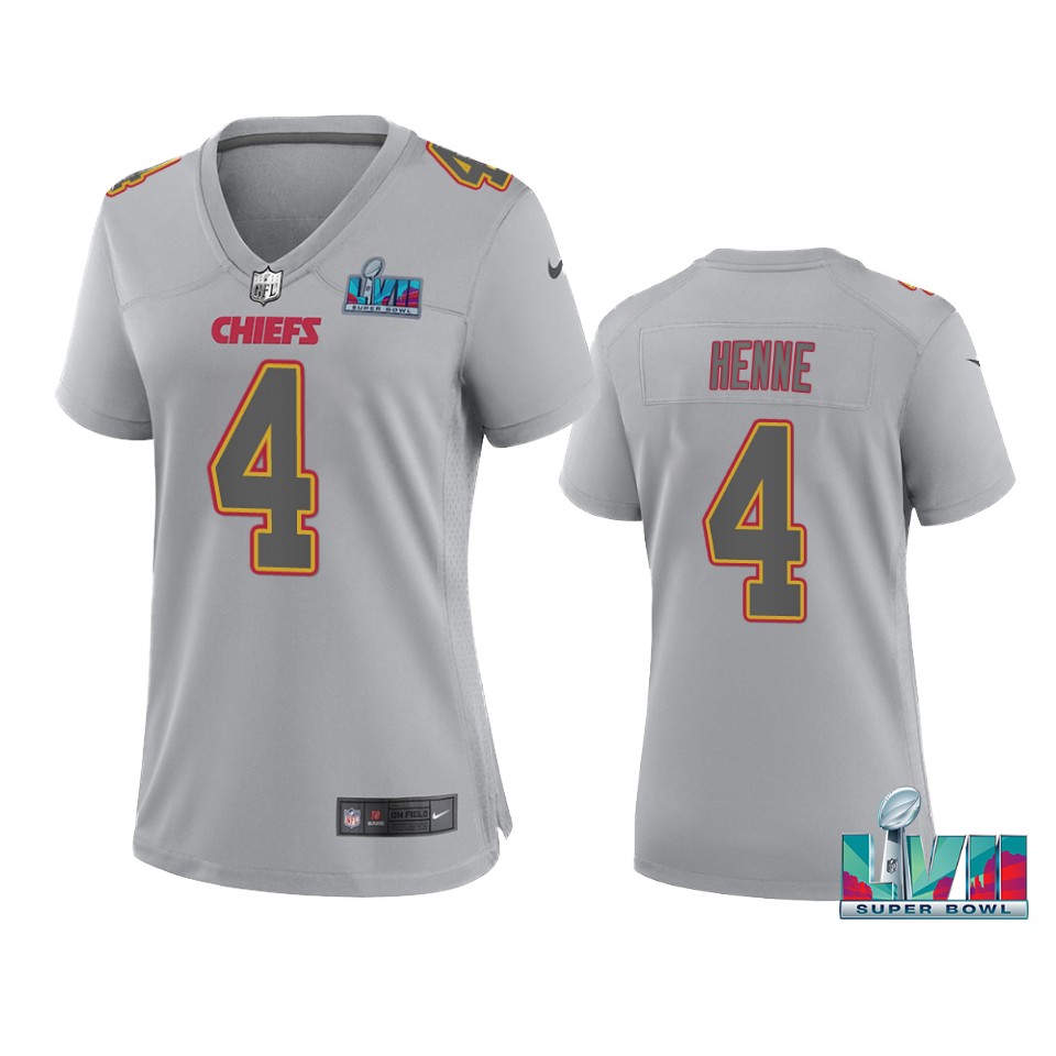 women chiefs chad henne gray super bowl lvii atmosphere jersey