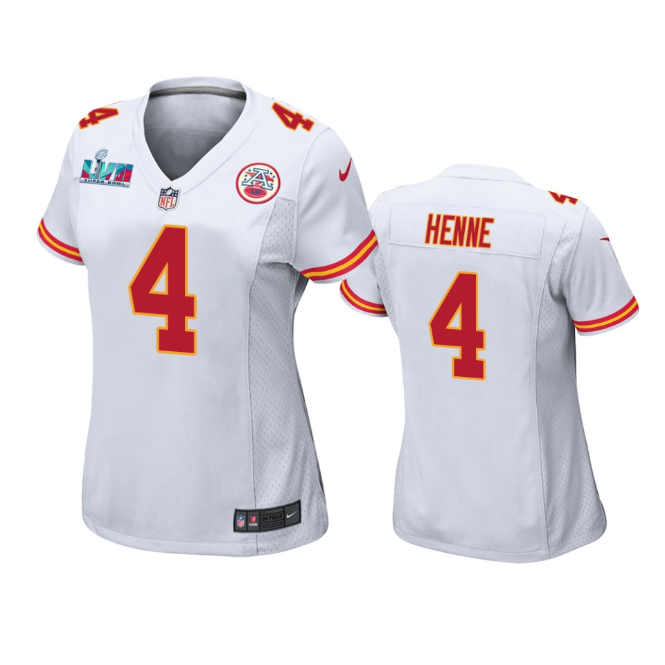 women chiefs chad henne white super bowl lvii game jersey