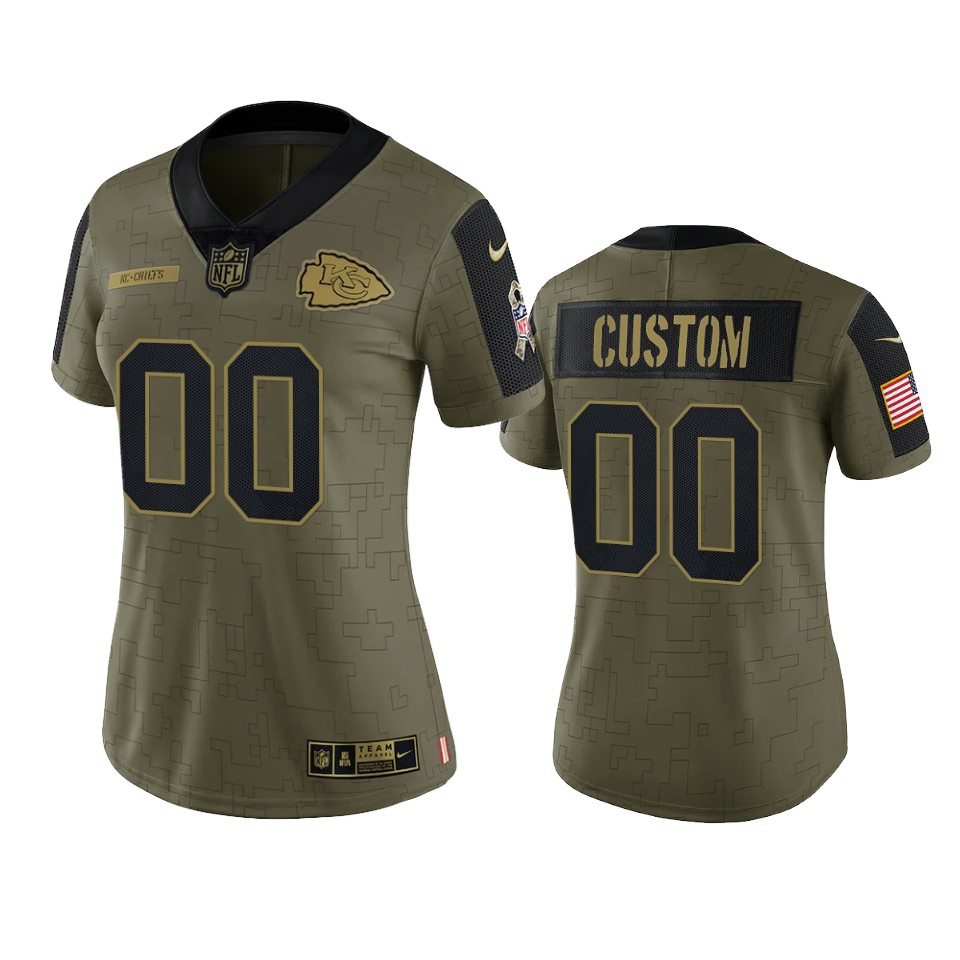 women chiefs custom olive limited 2021 salute to service jersey