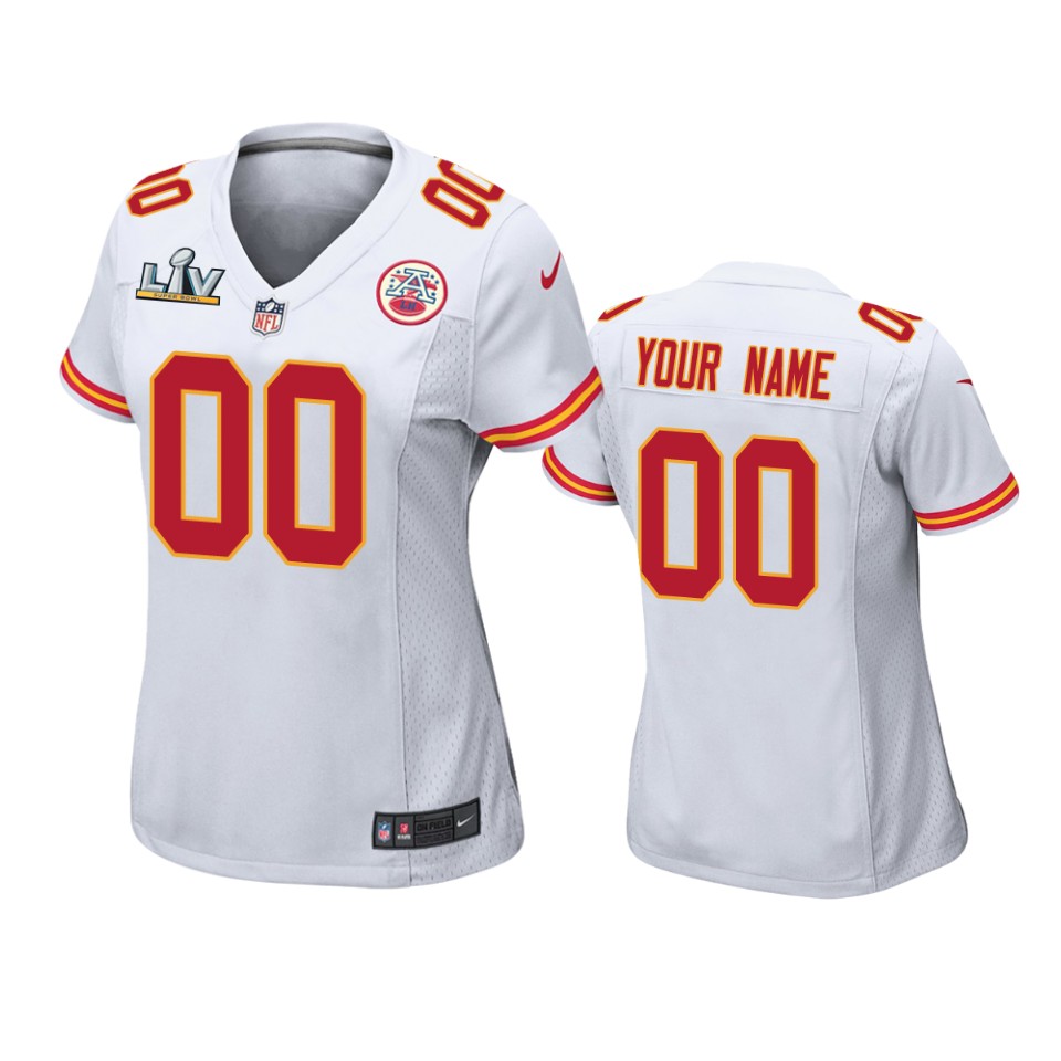 women chiefs custom white super bowl lv game jersey