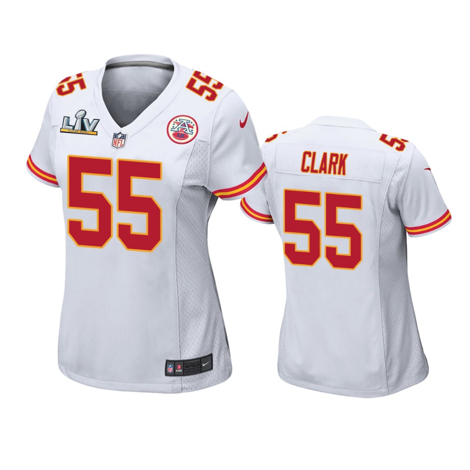 women chiefs frank clark white super bowl lv game jersey