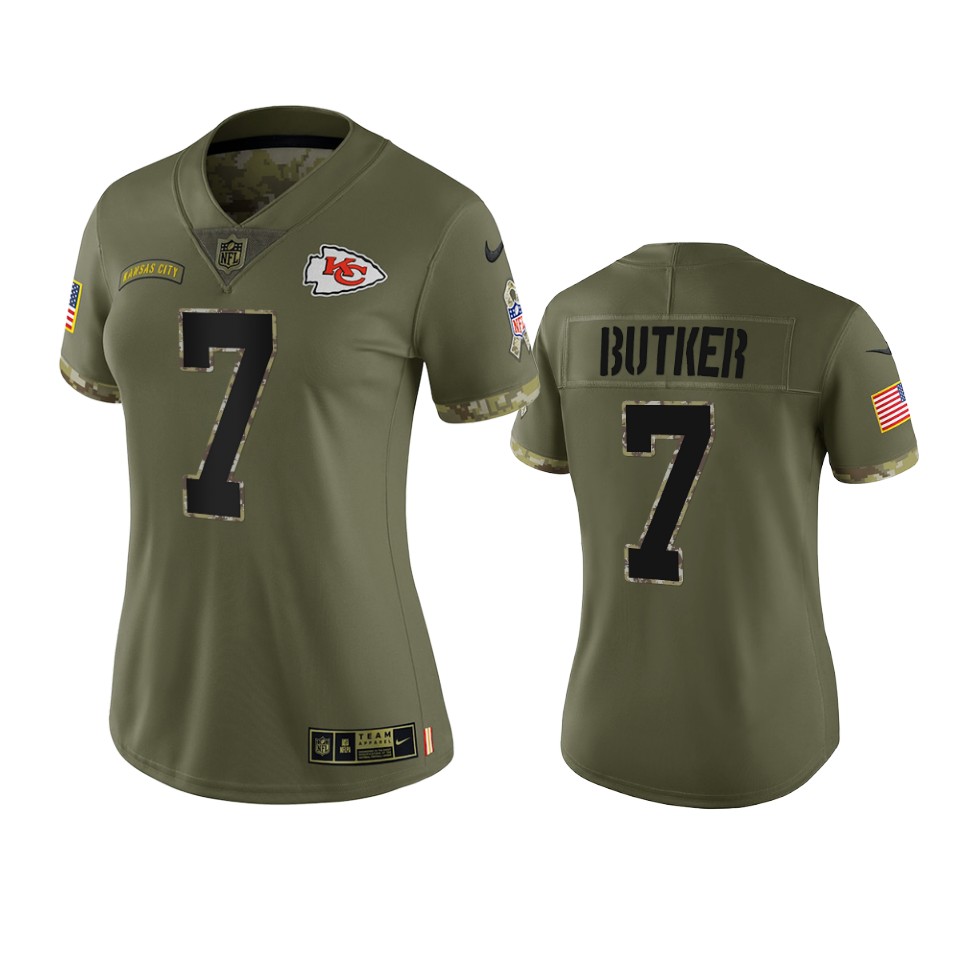 women chiefs harrison butker olive limited 2022 salute to service jersey
