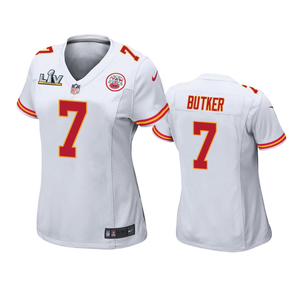women chiefs harrison butker white super bowl lv game jersey