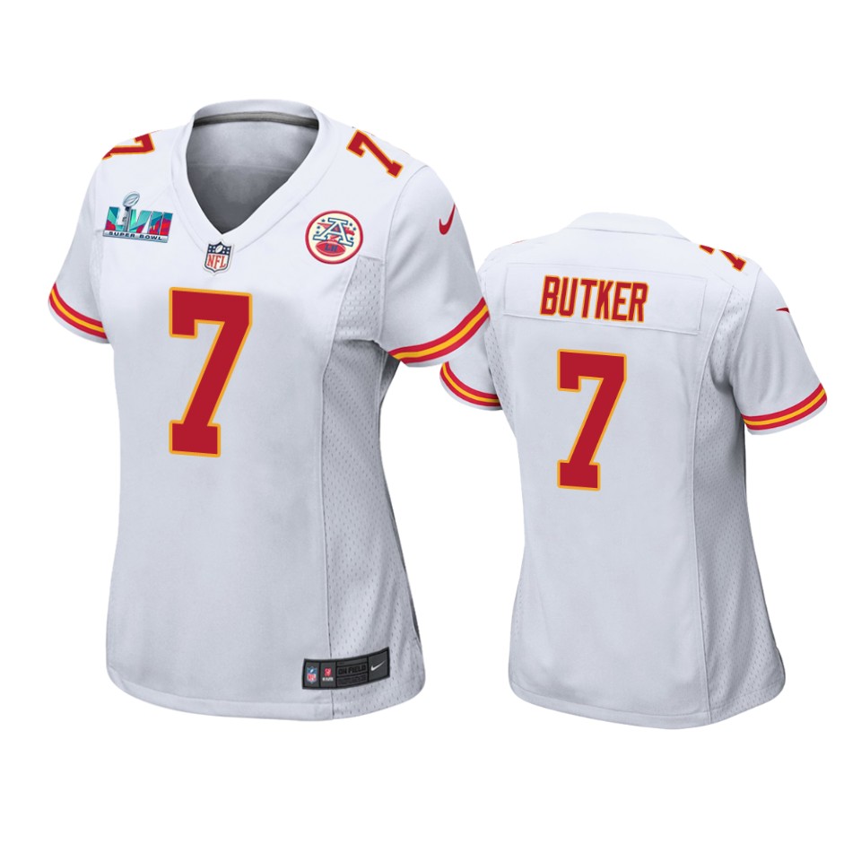 women chiefs harrison butker white super bowl lvii game jersey