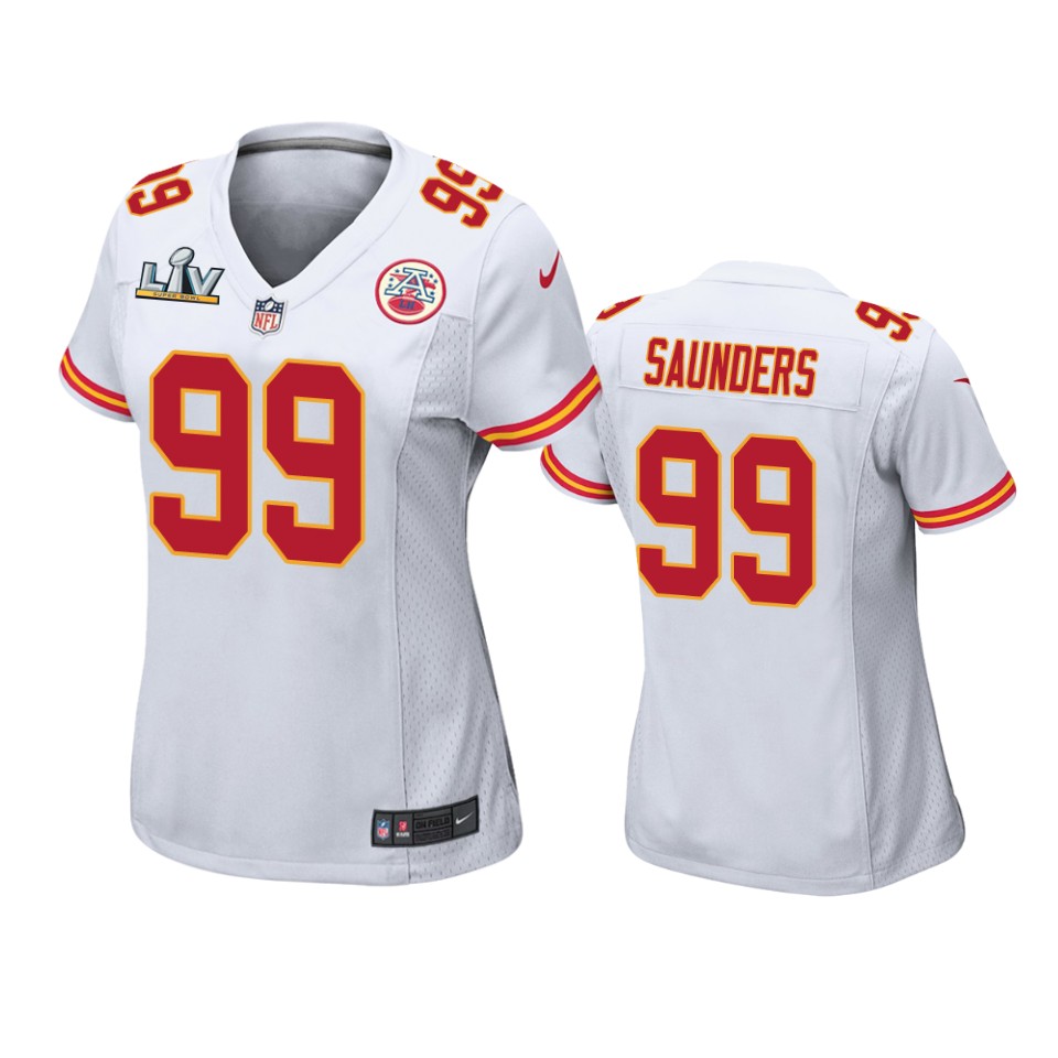 women chiefs khalen saunders white super bowl lv game jersey
