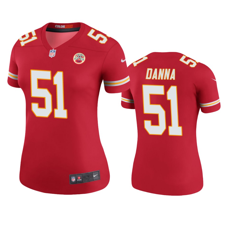 women chiefs michael danna red color rush legend jersey