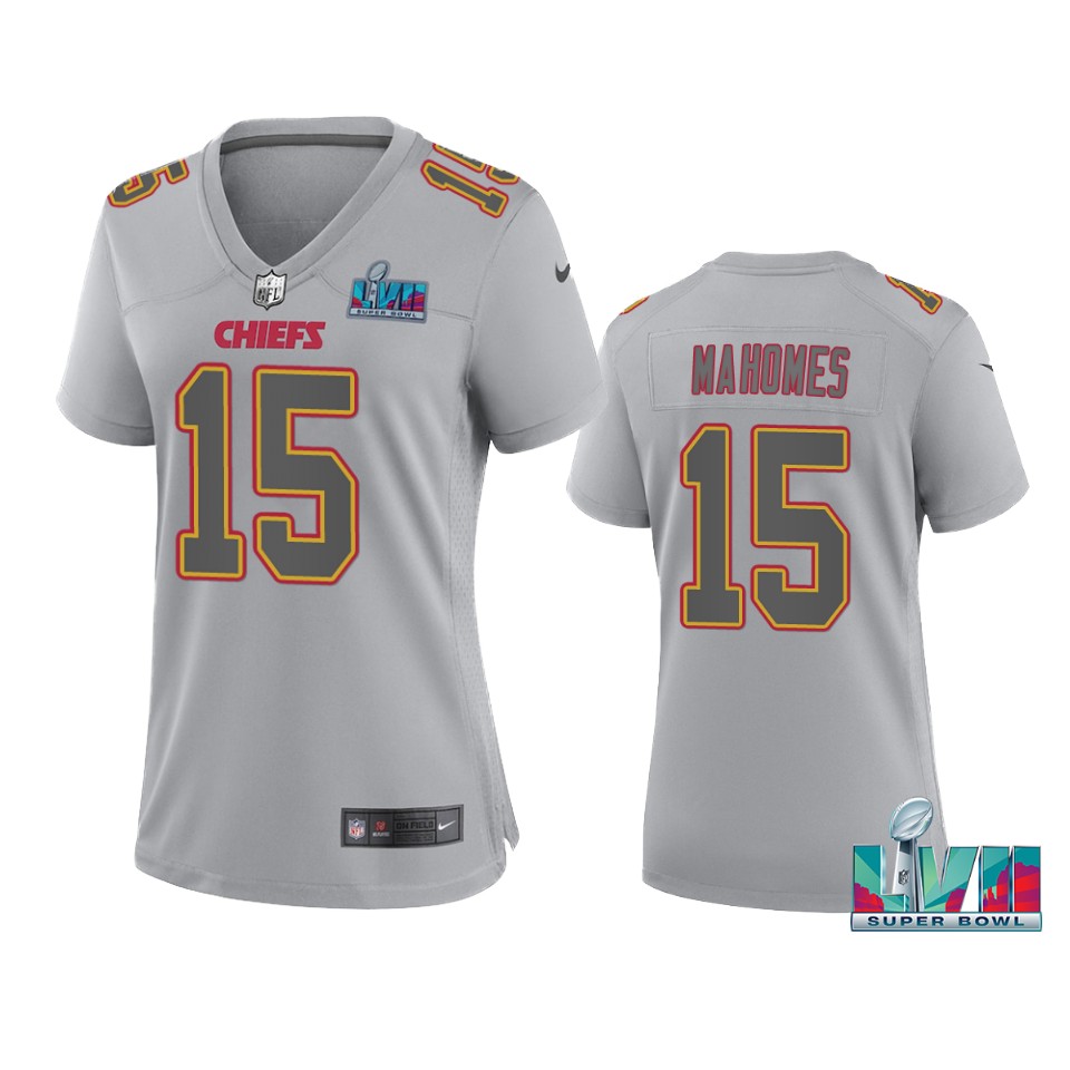 women chiefs patrick mahomes gray super bowl lvii atmosphere jersey