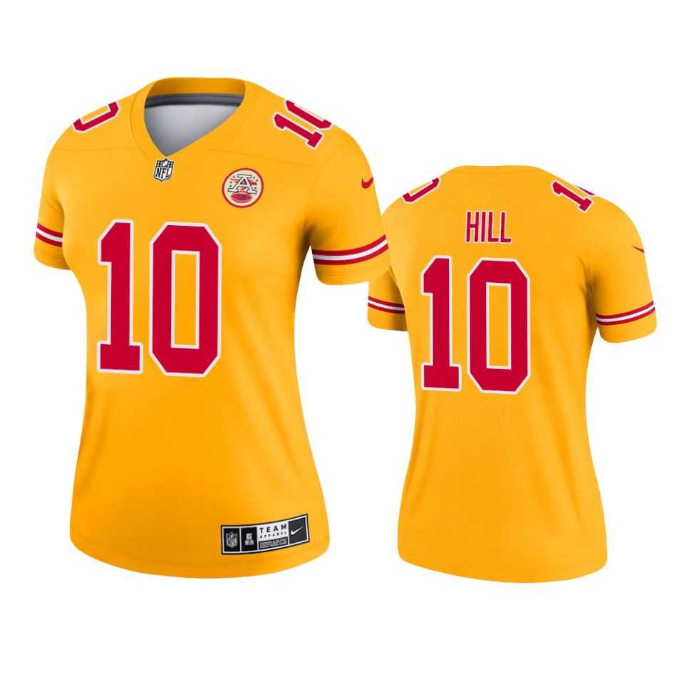 women chiefs tyreek hill gold inverted legend jersey