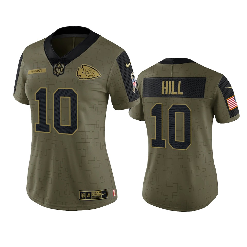 women chiefs tyreek hill olive limited 2021 salute to service jersey