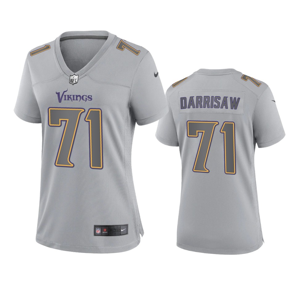 women christian darrisaw vikings gray atmosphere fashion game jersey