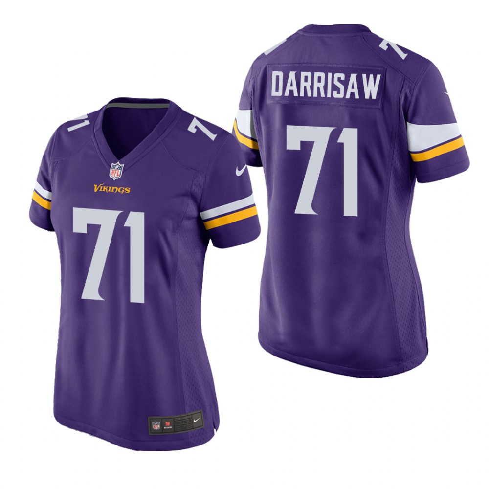 women christian darrisaw vikings purple game jersey