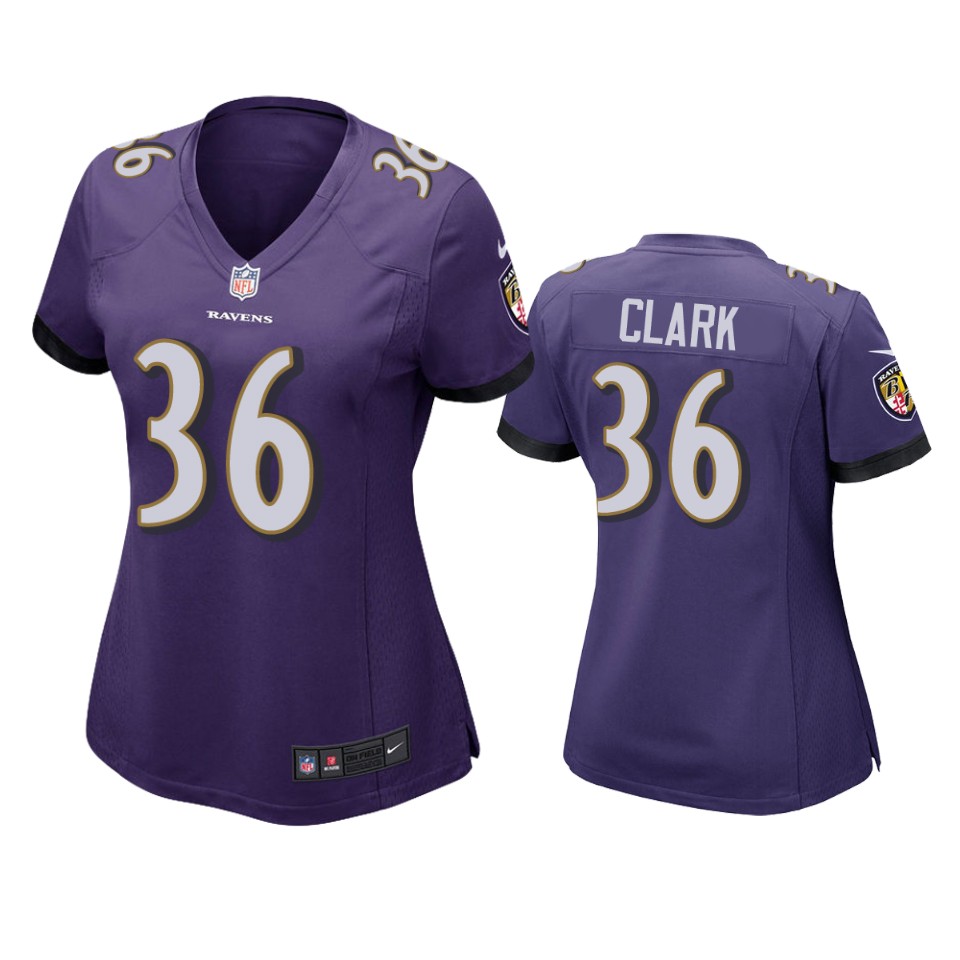 women chuck clark ravens purple game jersey