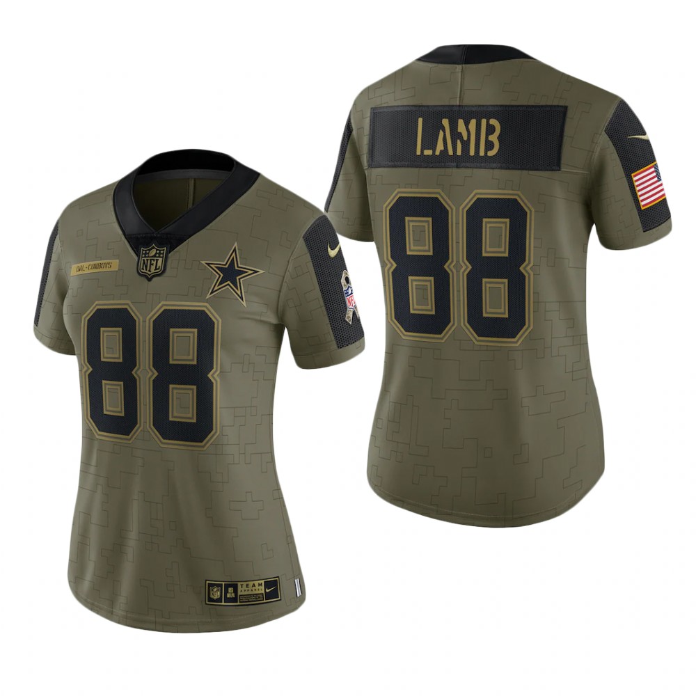 women cowboys ceedee lamb olive limited 2021 salute to service jersey