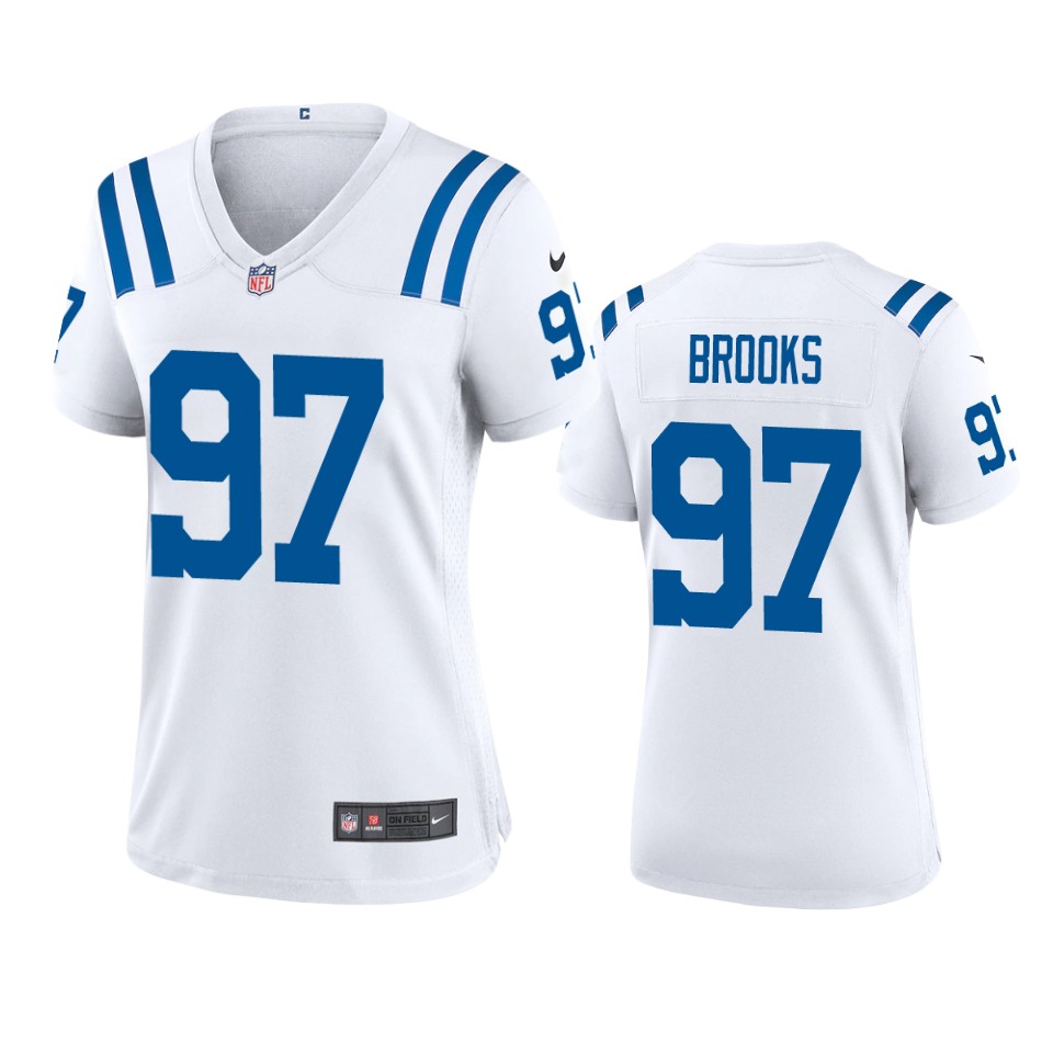 women curtis brooks colts game white jersey