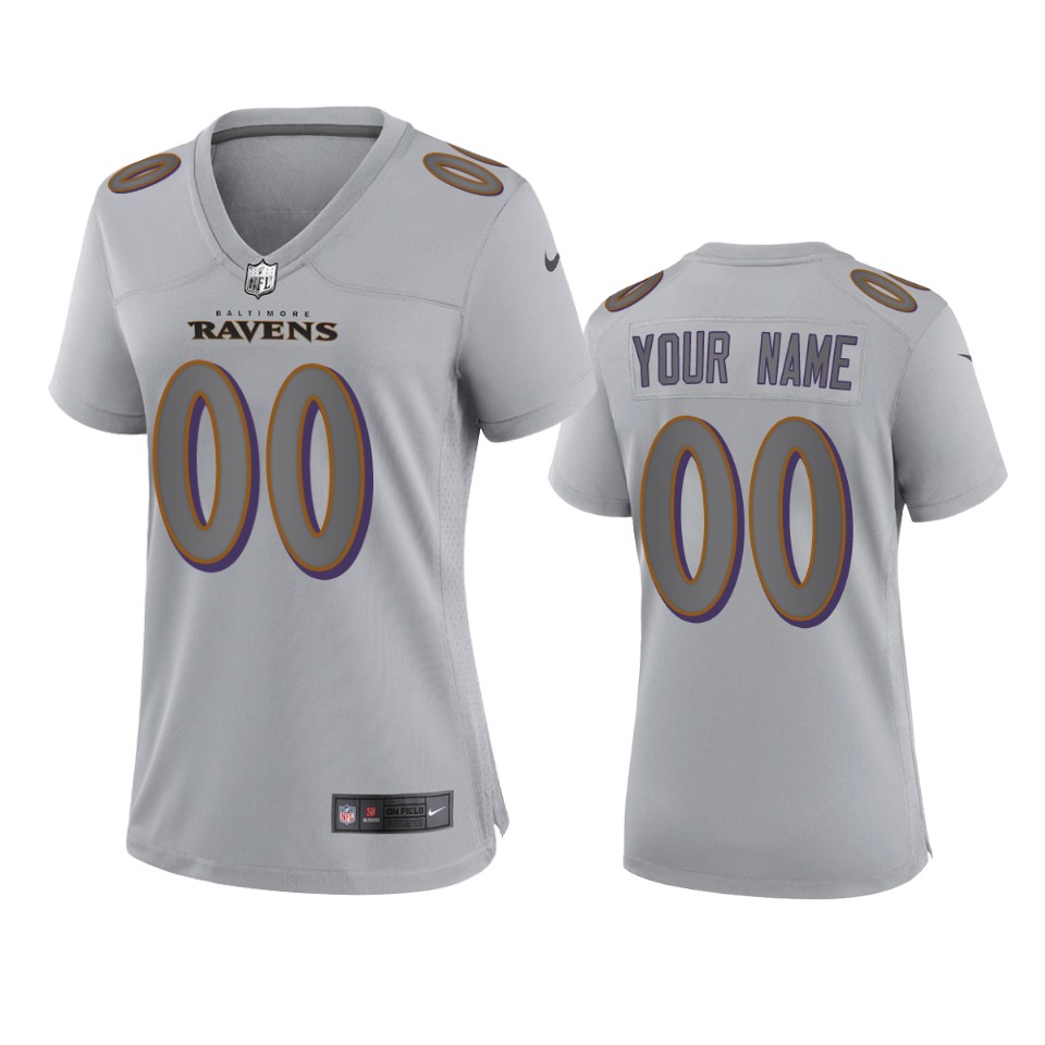 women custom ravens atmosphere fashion game gray jersey