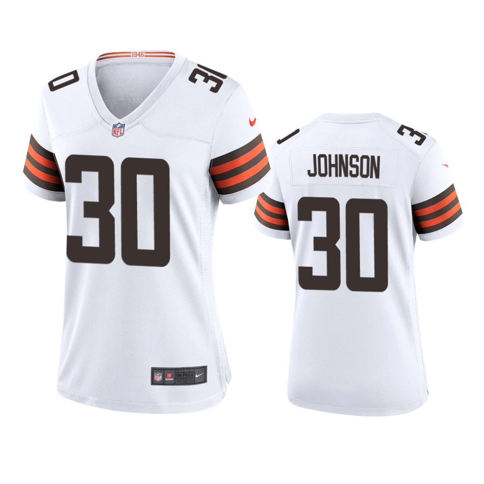 women d'ernest johnson browns white game jersey