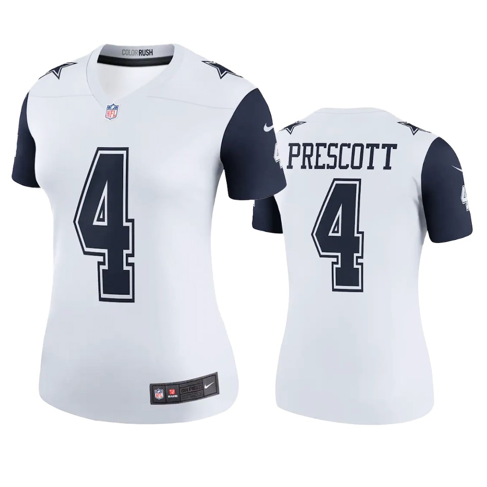 women dak prescott cowboys white color rush legend jersey