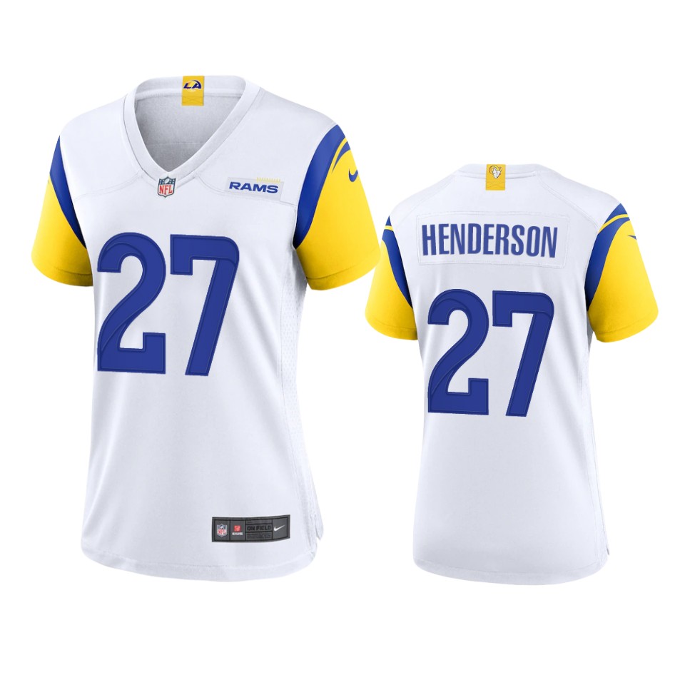 women darrell henderson rams alternate game white jersey