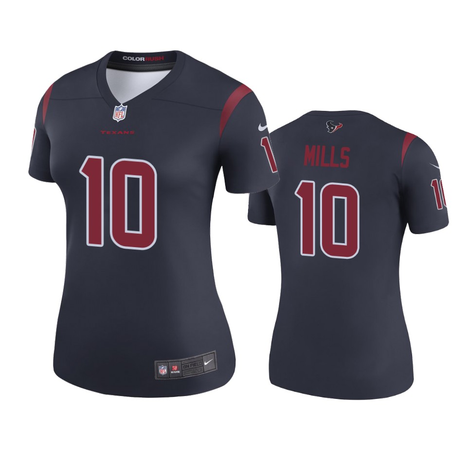 women davis mills texans color rush legend navy jersey