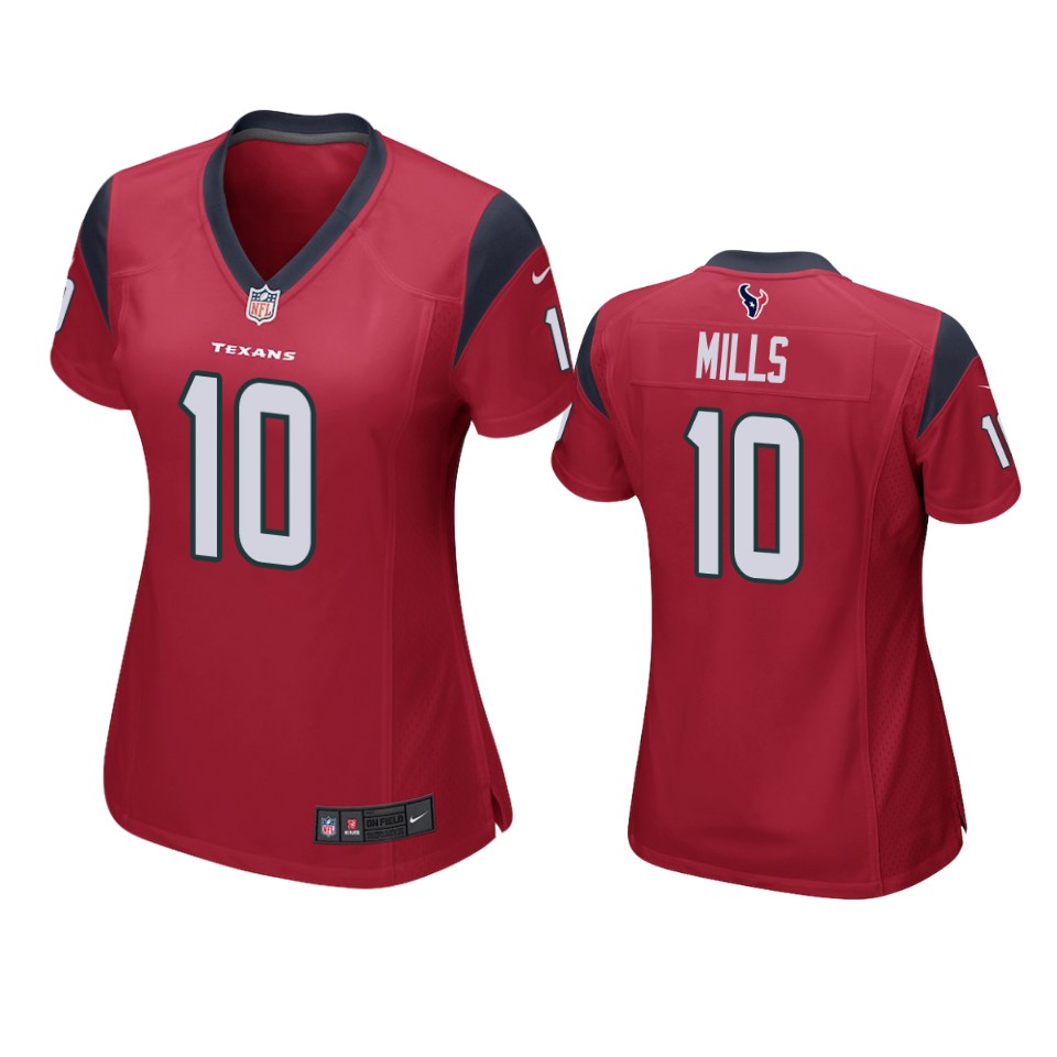 women davis mills texans game red jersey