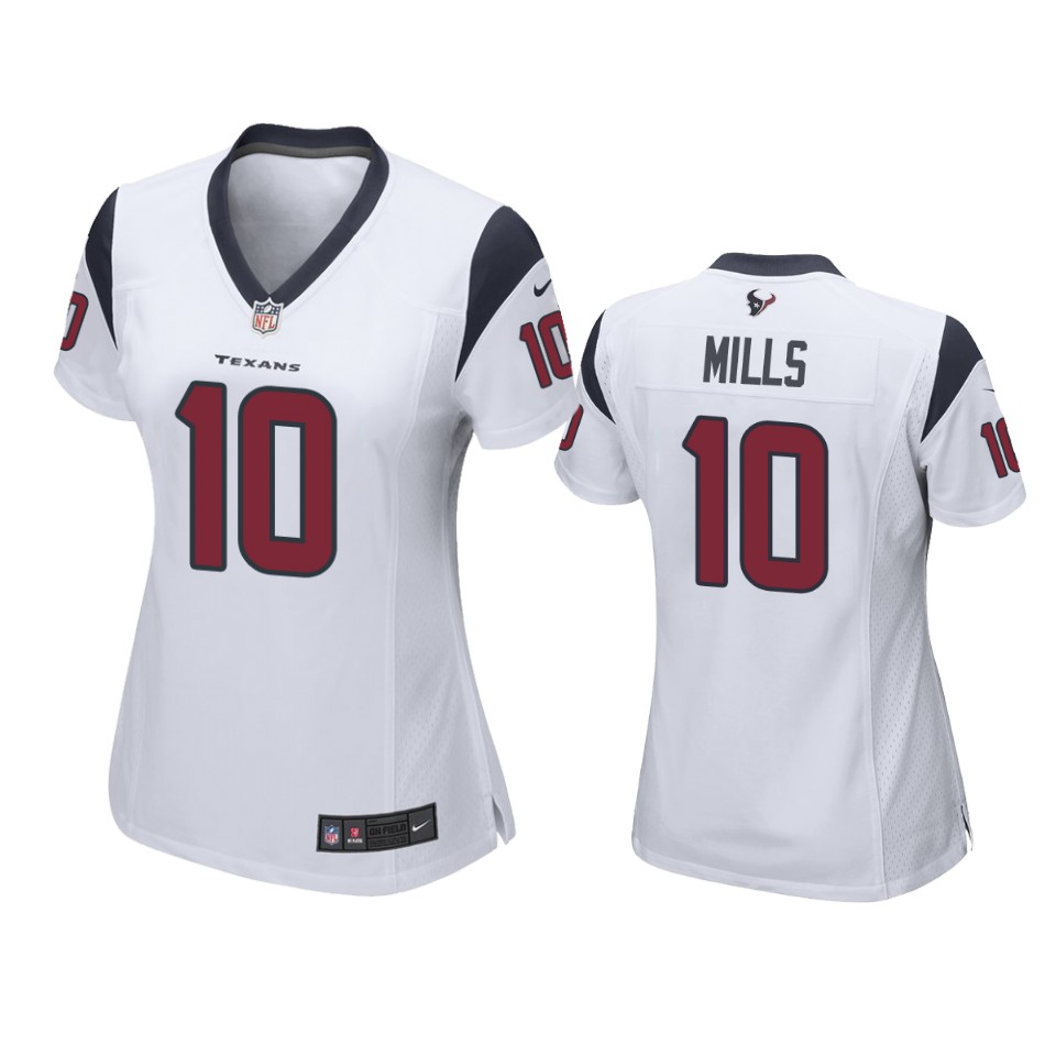women davis mills texans game white jersey