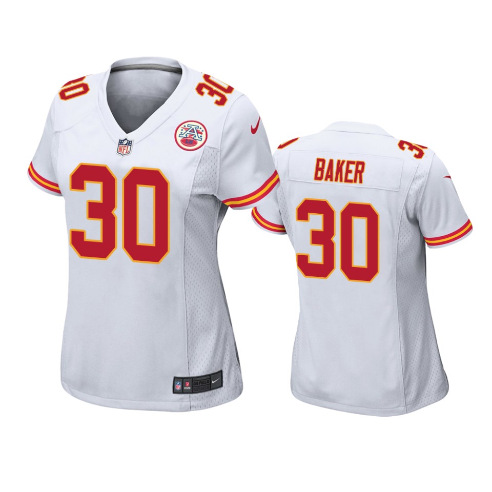 women deandre baker chiefs white game jersey